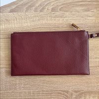 Michael Kors Jet Set Travel Lg TZ Wristlet Leather Deep Red Clutch