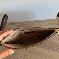 Michael Kors Jet Set Travel Lg TZ Wristlet Leather Deep Red Clutch