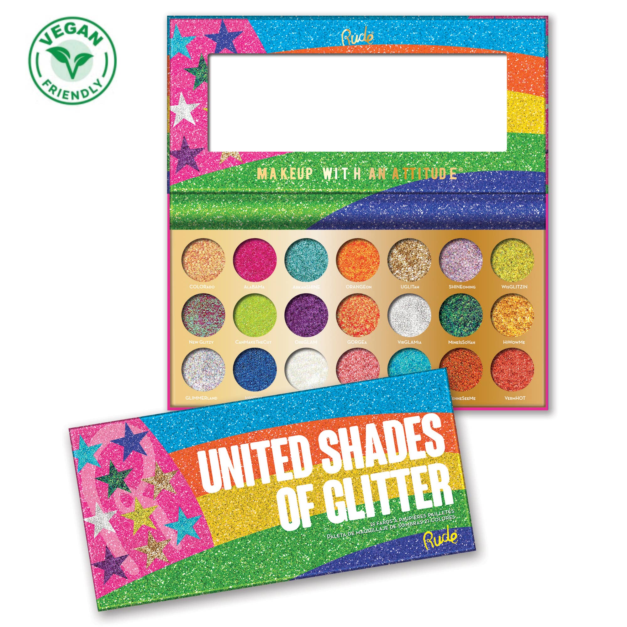 United Shades of Glitter -  21 Pressed Glitter Palette
