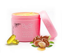 Blest Professional Hair Care - Argan Oil & Biotin Hair Mask – Deep Conditioning Treatment for Dry, Damaged & Frizzy Hair, Strength, Shine & Smoothness, Vegan, 500 ml