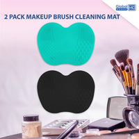 2 Pack Silicone Makeup Brush Cleaning Mat – Portable Makeup Brush Cleaner Pad with Suction Cup, Deep Cleaning Scrubber Tool for Cosmetic Brushes