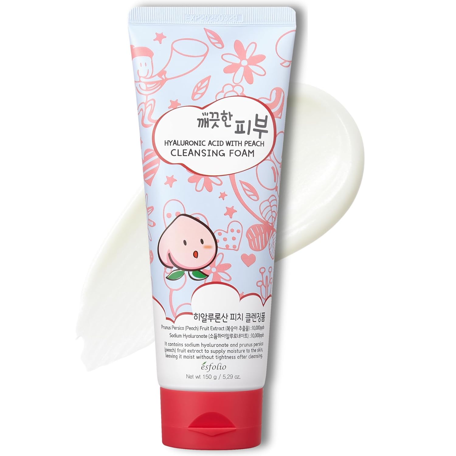 Esfolio - Cleansing Foam Rice, Hyaluronic Acid With Peach and Milk