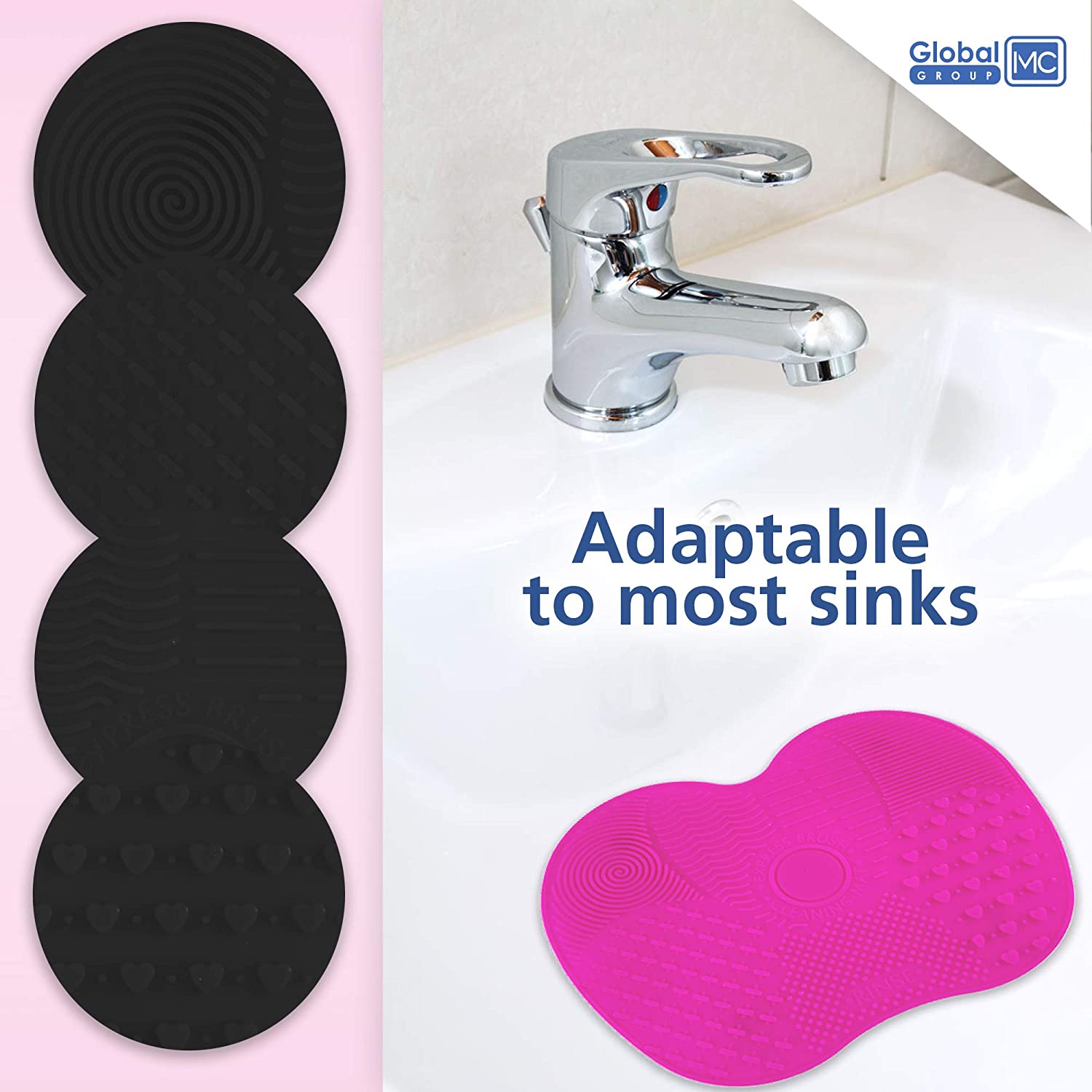 2 Pack Silicone Makeup Brush Cleaning Mat – Portable Makeup Brush Cleaner Pad with Suction Cup, Deep Cleaning Scrubber Tool for Cosmetic Brushes