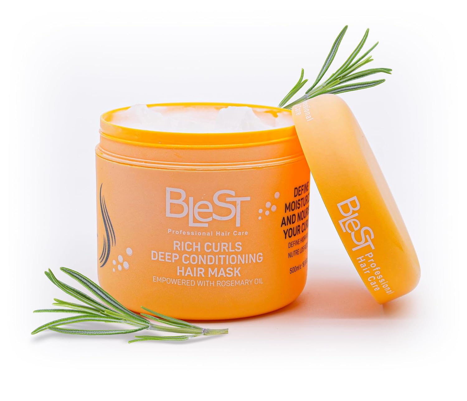 Blest Professional Hair Care - Rich Curls Deep Conditioning Hair Mask – Vegan Hair Mask for Dry, Damaged & Frizzy Hair with Rosemary Oil, Deep Repair & Moisturizing Treatment, 500 ml