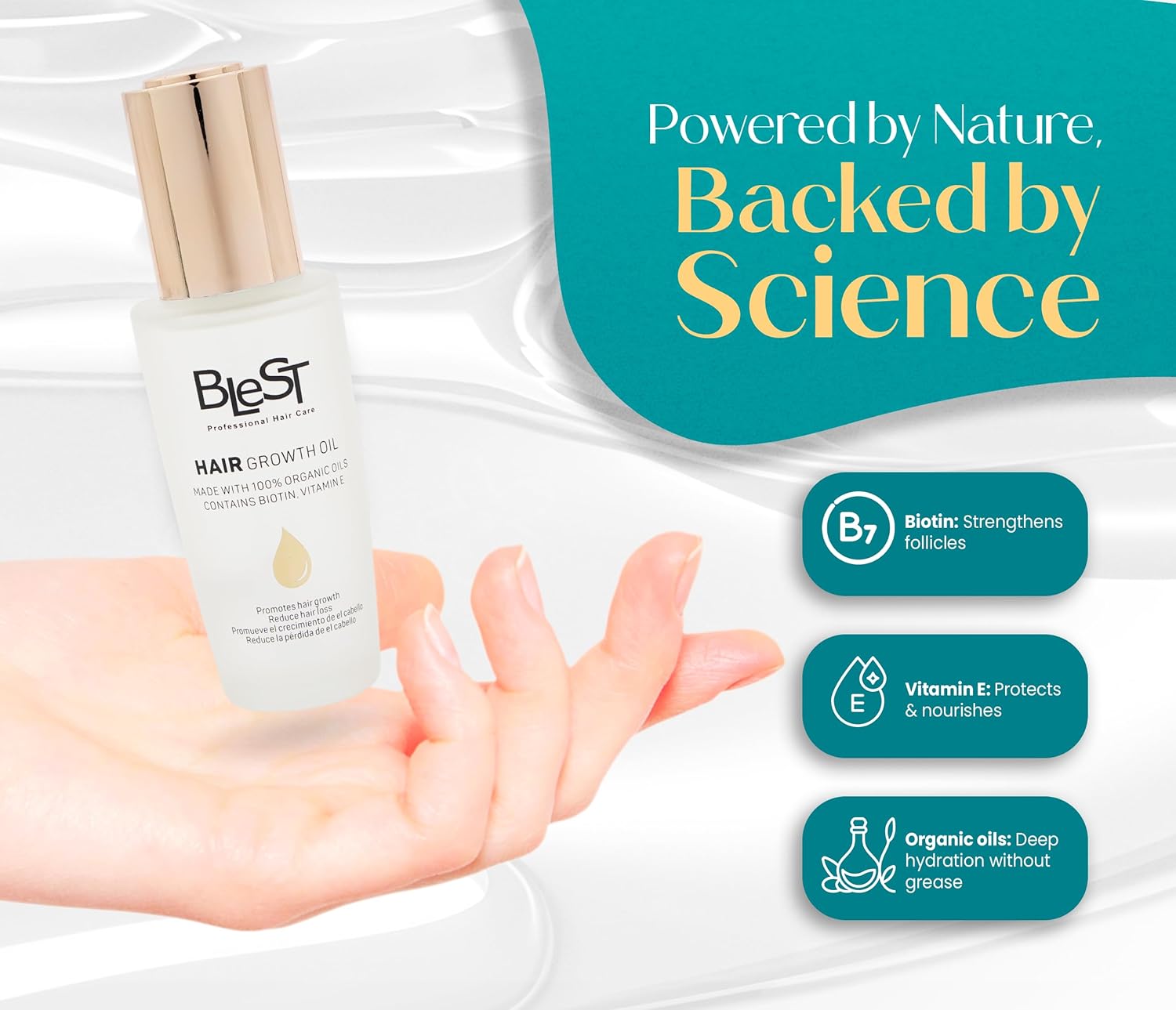 Blest Professional Hair Care - Organic Hair Growth Oil with Biotin & Vitamin E 30ml