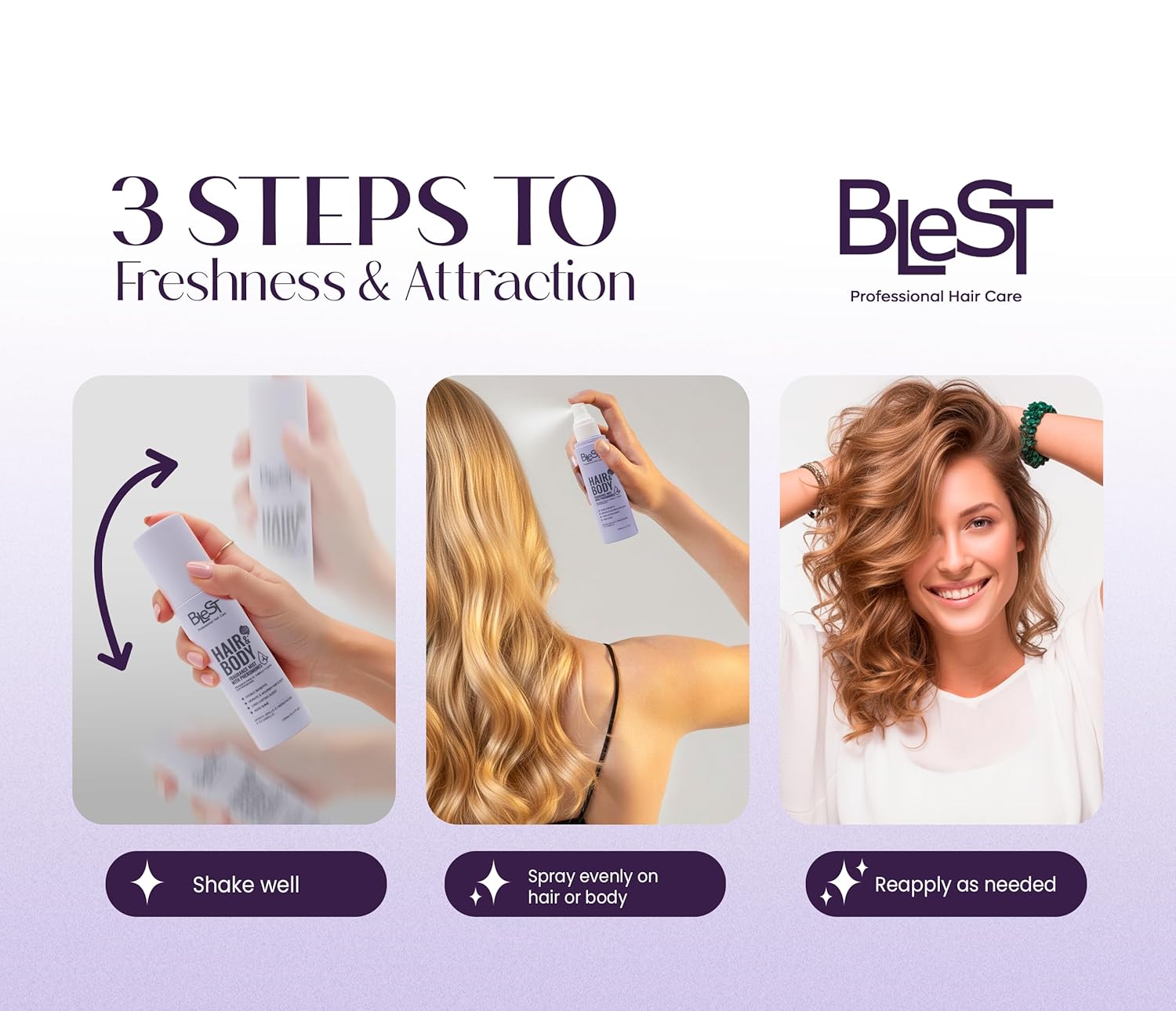 BLEST PROFESSIONAL Hair & Body Fragrance Mist with Pheromone-Inspired Scent – Hydrating Dual-Use Spray for Hair & Skin | Lightweight Daily Mist | 4.4 fl oz