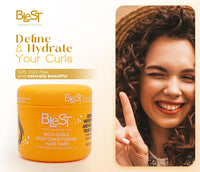 Blest Professional Hair Care - Rich Curls Deep Conditioning Hair Mask – Vegan Hair Mask for Dry, Damaged & Frizzy Hair with Rosemary Oil, Deep Repair & Moisturizing Treatment, 500 ml