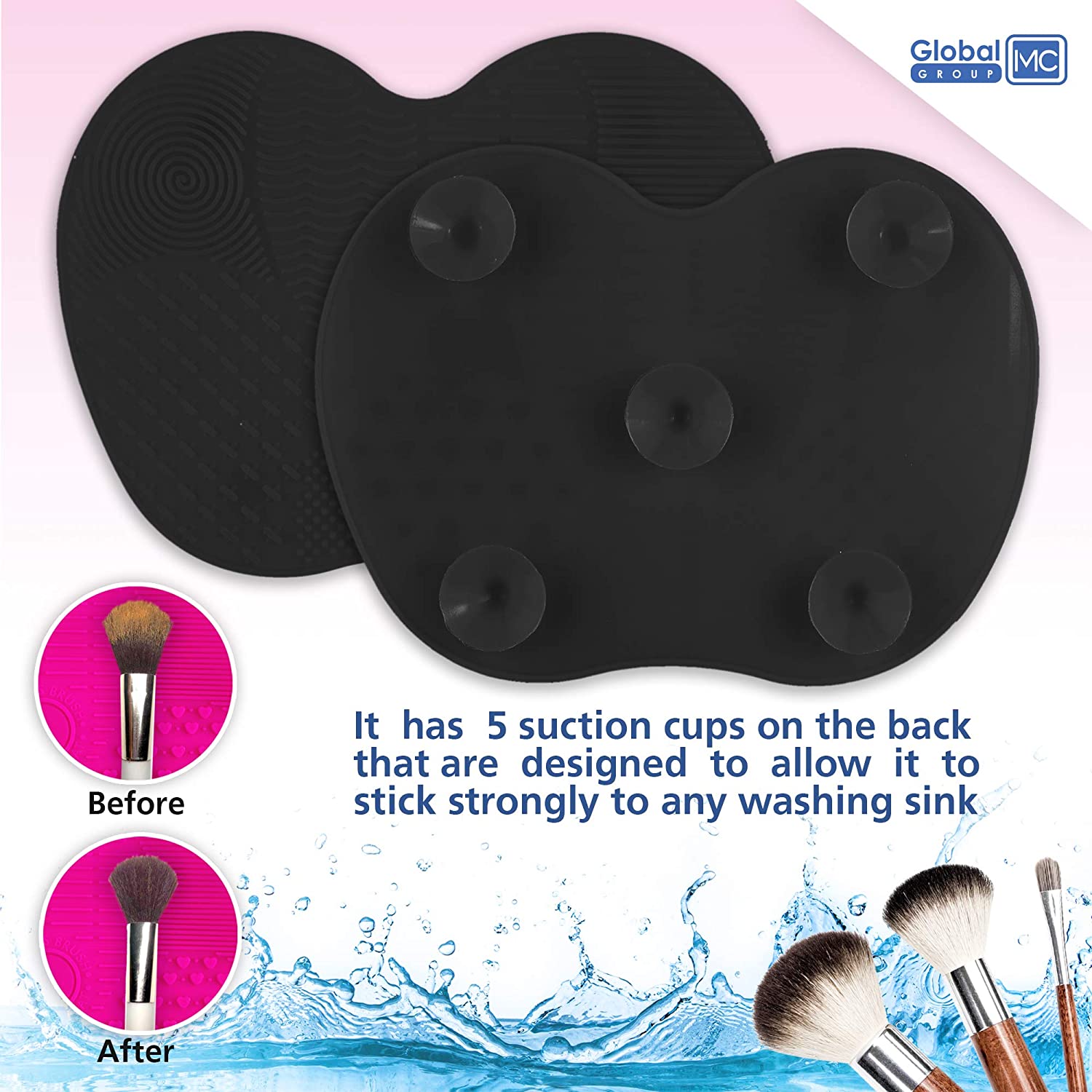 2 Pack Silicone Makeup Brush Cleaning Mat – Portable Makeup Brush Cleaner Pad with Suction Cup, Deep Cleaning Scrubber Tool for Cosmetic Brushes