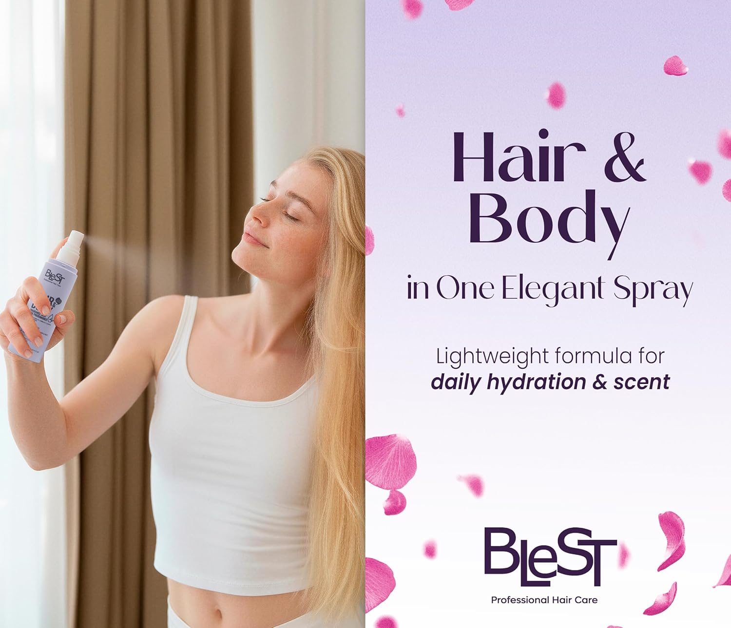 BLEST PROFESSIONAL Hair & Body Fragrance Mist with Pheromone-Inspired Scent – Hydrating Dual-Use Spray for Hair & Skin | Lightweight Daily Mist | 4.4 fl oz