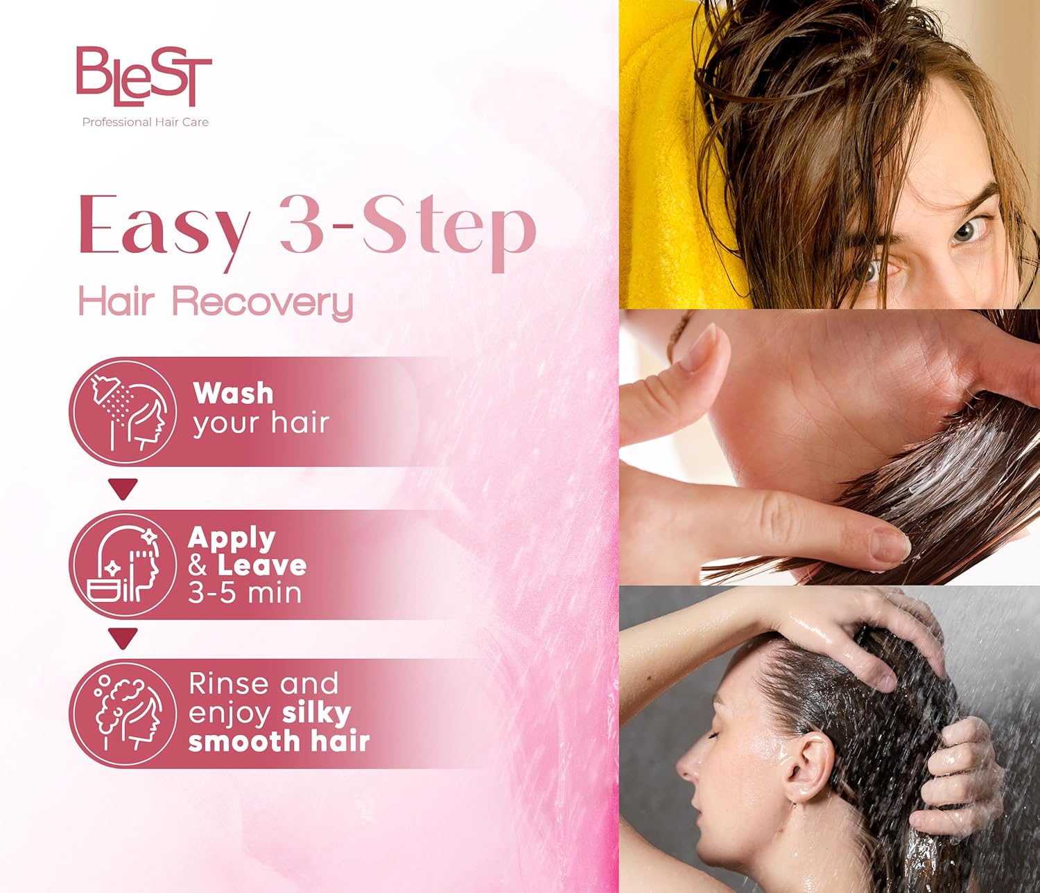 Blest Professional Hair Care - Argan Oil & Biotin Hair Mask – Deep Conditioning Treatment for Dry, Damaged & Frizzy Hair, Strength, Shine & Smoothness, Vegan, 500 ml