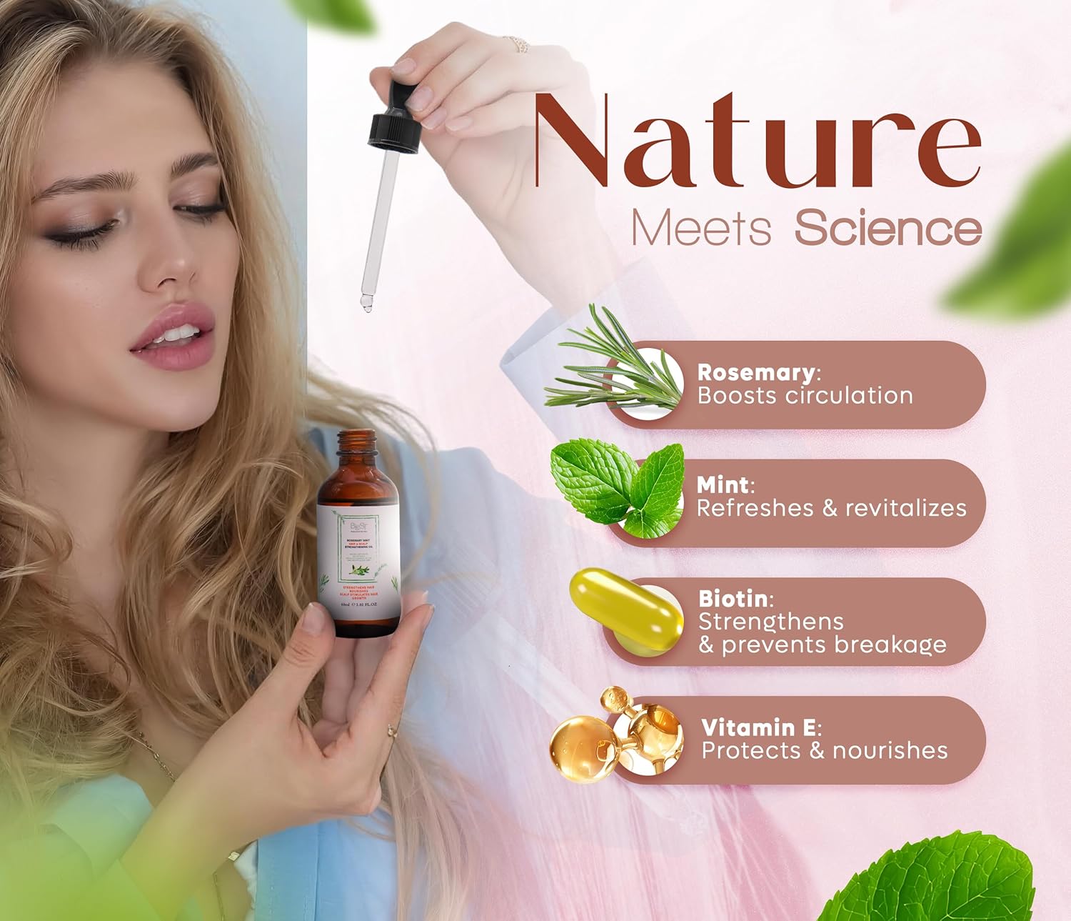 Blest Professional Hair Care - Rosemary Oil with Mint & Biotin – Hair Growth & Scalp Treatment (60ml)