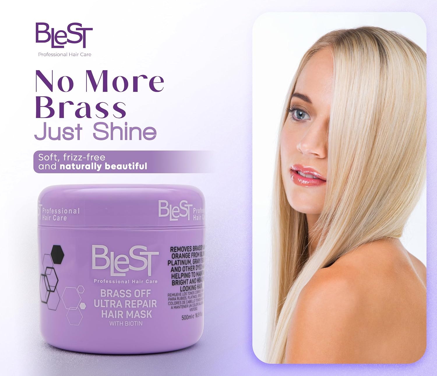 Blest Professional Hair Care - Brass Off Ultra Repair Hair Mask with Biotin (500ml)
