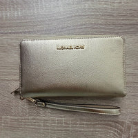 Michael Kors Jet Set Travel Pale Gold Lg Flat MF Phone Case Wallet