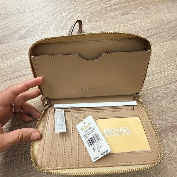 Michael Kors Jet Set Travel Pale Gold Lg Flat MF Phone Case Wallet
