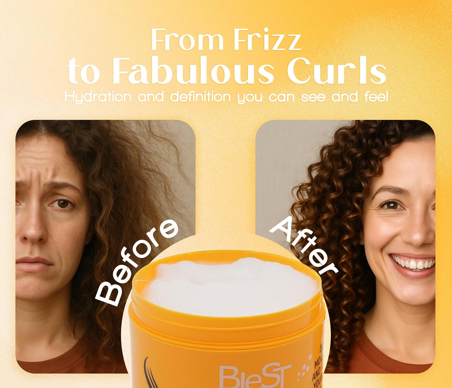 Blest Professional Hair Care - Rich Curls Deep Conditioning Hair Mask – Vegan Hair Mask for Dry, Damaged & Frizzy Hair with Rosemary Oil, Deep Repair & Moisturizing Treatment, 500 ml