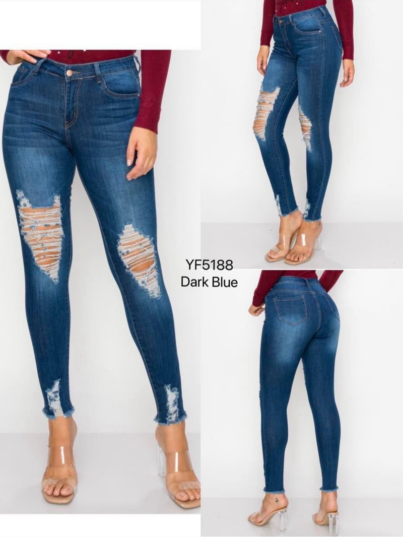 YF51889 - Ripped High Waist Prestige Demin
