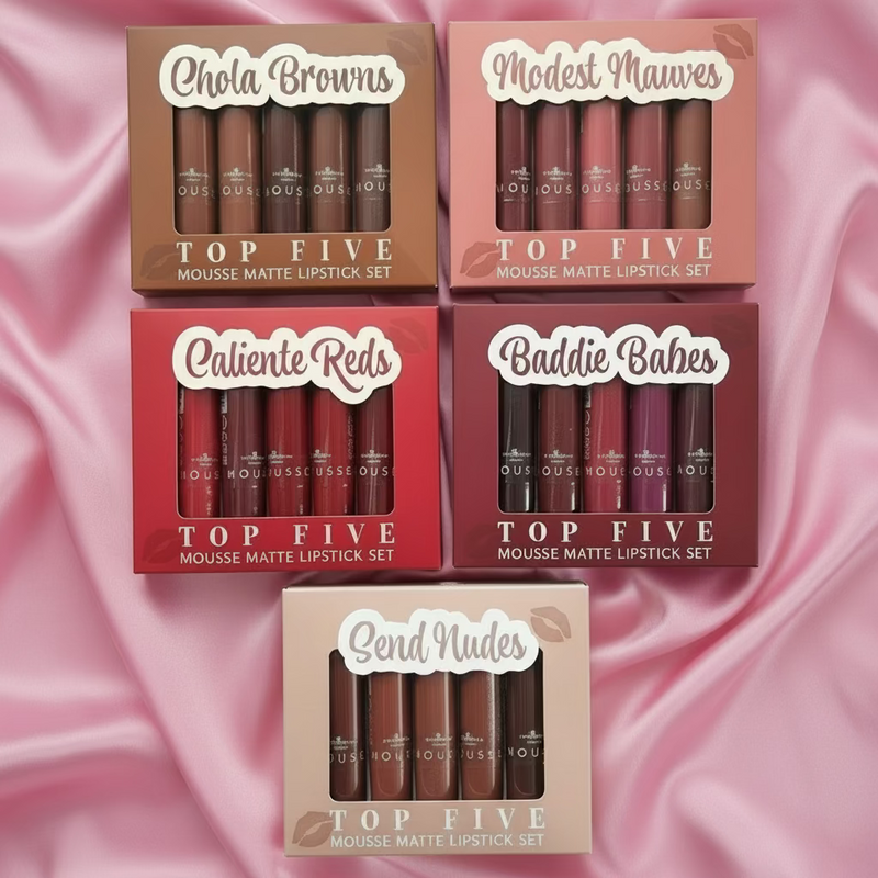 CALIENTE REDS Top Five Mousse Matte Lipstick Set - Italia Deluxe