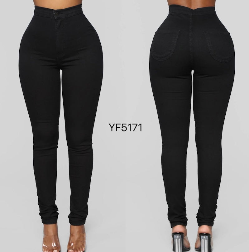 YF5197-71 Black High Waist Jeans Pretige Denim by Vinizbena