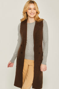 Sleeveless Long Cardigan Vest - Oatmeal