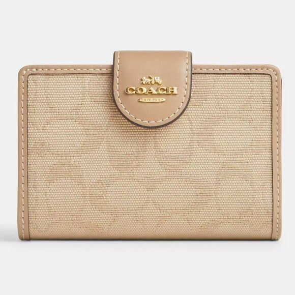 NTW COACH Medium Corner Zip Wallet With Signature Canvas