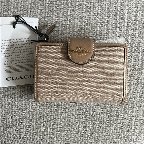 NTW COACH Medium Corner Zip Wallet With Signature Canvas