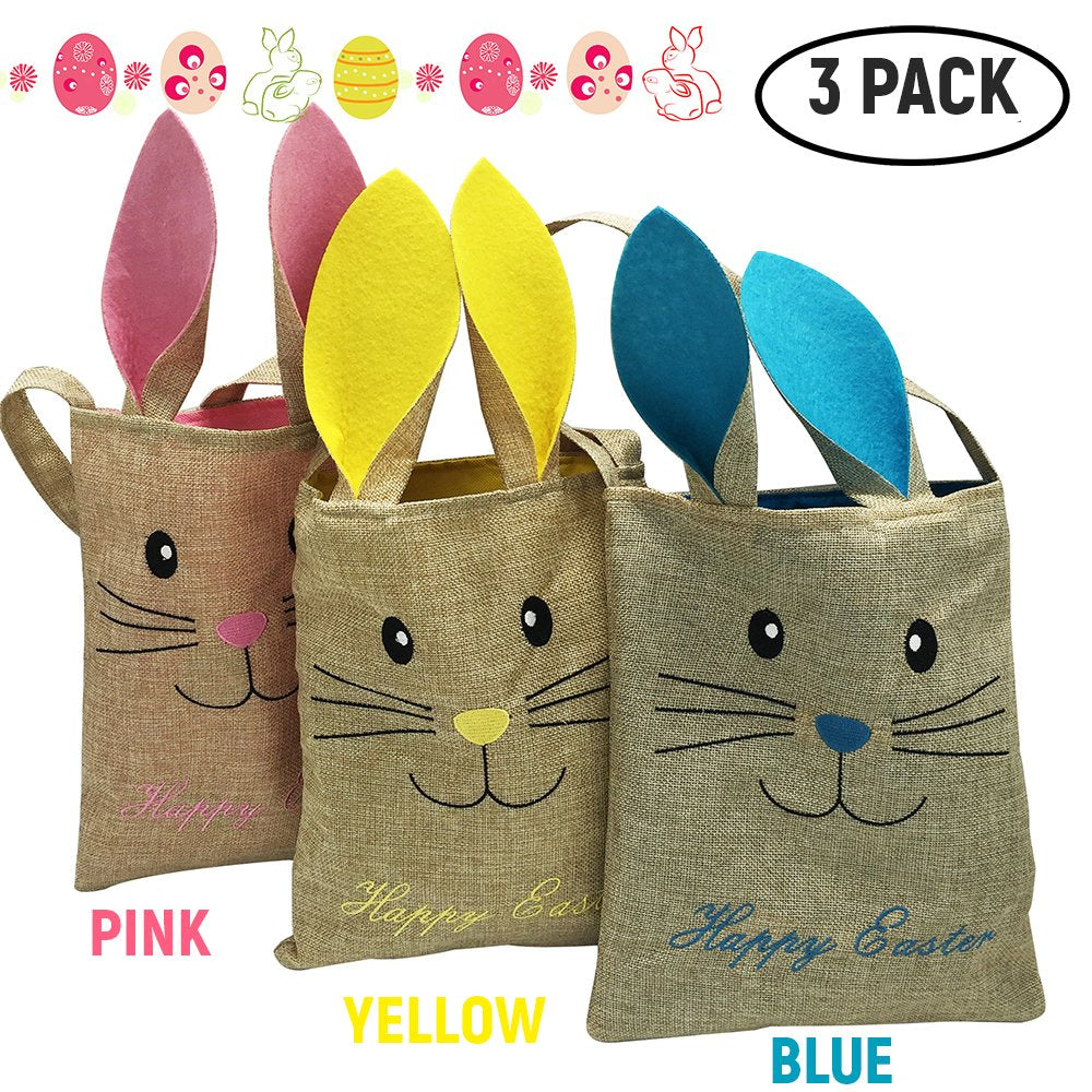 Cute Easter Bags Bunny Ears 3 Pack for kids egg hunt