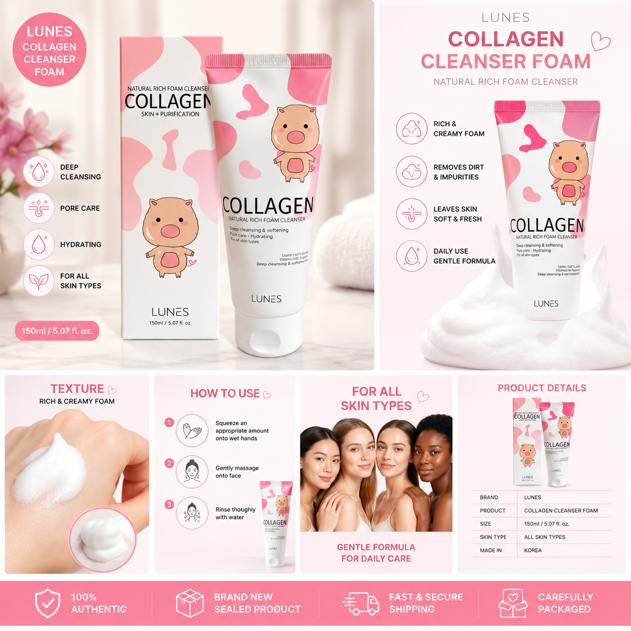 Lunes - Collagen Natural Rich Foam Cleanser