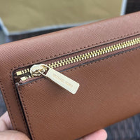 MICHAEL KORS Jet Set Travel Trifold Wallet Brown New