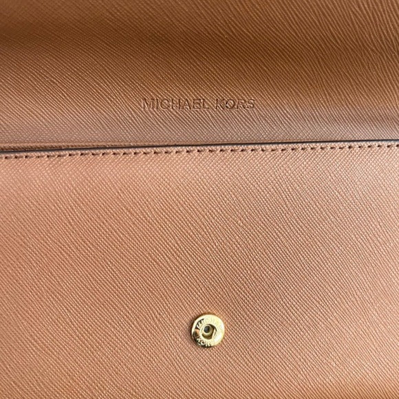 MICHAEL KORS Jet Set Travel Trifold Wallet Brown New
