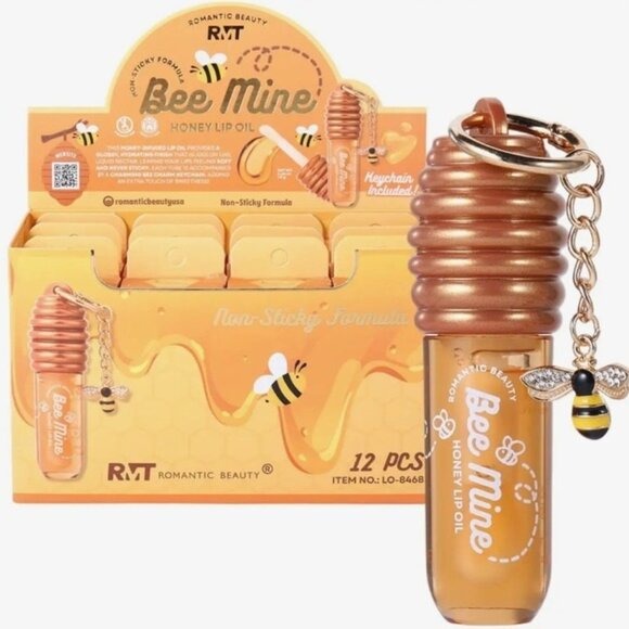 Romantic Beauty Bee Mine NonSticky Honey Lip Oil & Bee Keychain 1 Pc