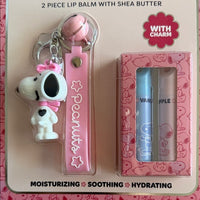 Celavi Peanuts Snoopy Pink Lip Balm Set with Charm