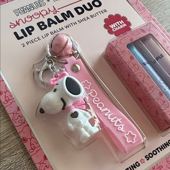 Celavi Peanuts Snoopy Pink Lip Balm Set with Charm