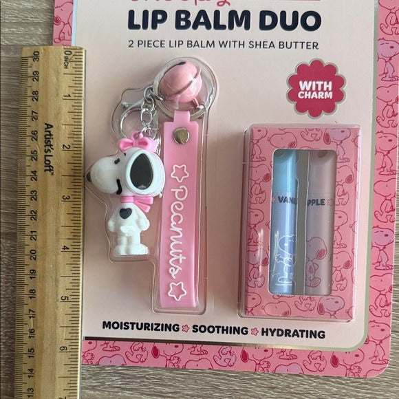 Celavi Peanuts Snoopy Pink Lip Balm Set with Charm
