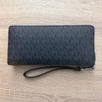 Michael Kors Jet Set Travel Continental Leather Wristlet -Black Signature/Silver