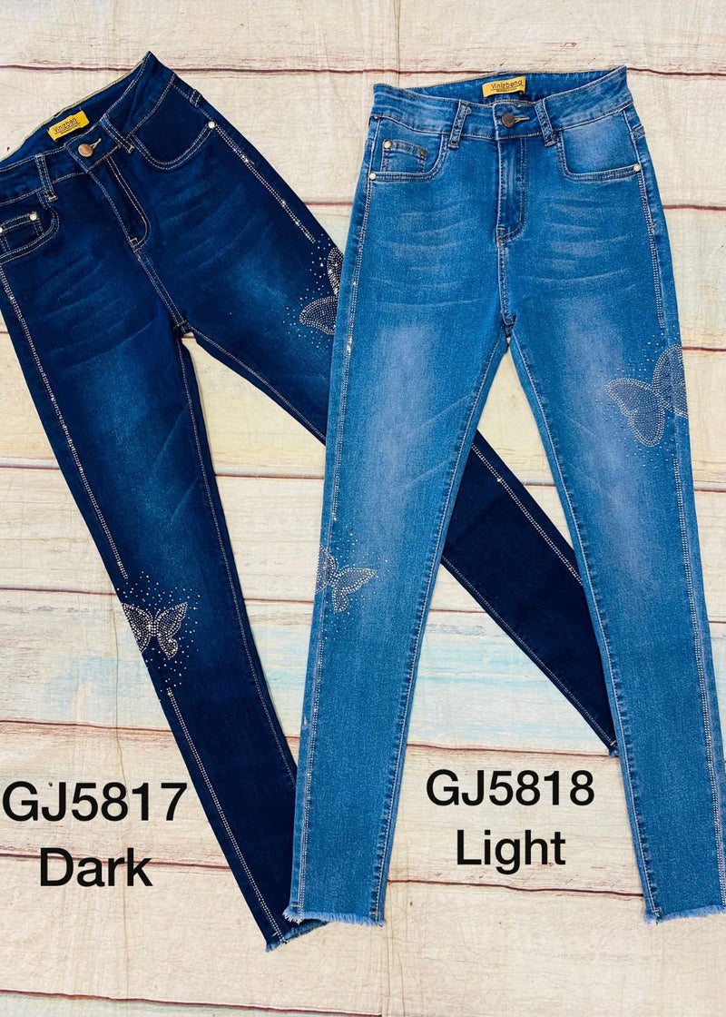 GJ5817-18 Bright Butterfly - High Waist Vinizbena Jeans