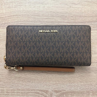 Michael Kors Full Zip Jet Set Travel Lg Continental Wallet Brown