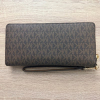 Michael Kors Full Zip Jet Set Travel Lg Continental Wallet Brown