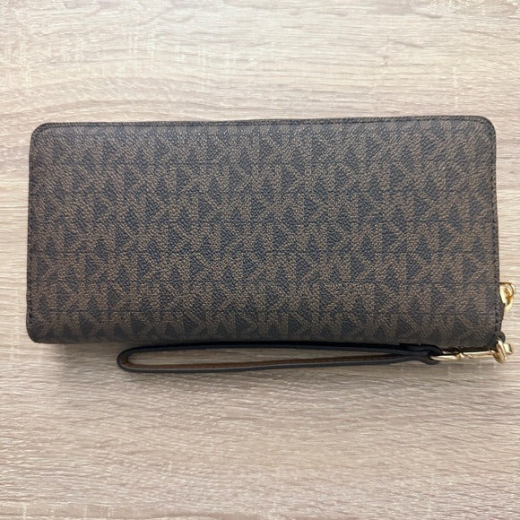 Michael Kors Full Zip Jet Set Travel Lg Continental Wallet Brown