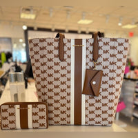 Michael Kors Vincent Large Jacquard Tote with Card Case Attachment and W…