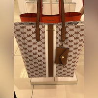 Michael Kors Vincent Large Jacquard Tote with Card Case Attachment and W…