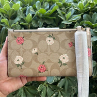 Phone Wallet In Signature Canvas With Floral Print