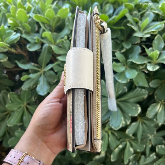 Phone Wallet In Signature Canvas With Floral Print