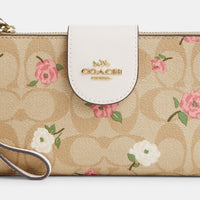 Phone Wallet In Signature Canvas With Floral Print