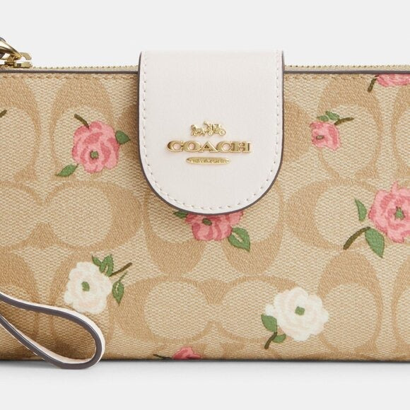 Phone Wallet In Signature Canvas With Floral Print