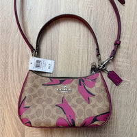 Coach Teri Shoulder Bag In Signature Canvas With Bow Print Nwt