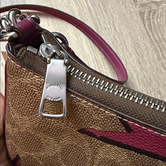 Coach Teri Shoulder Bag In Signature Canvas With Bow Print Nwt