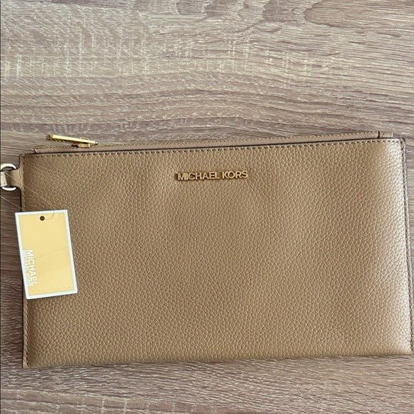 Michael Kors Jet Set Travel Lg Tz Wristlet Camel Leather Wristlet