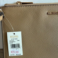Michael Kors Jet Set Travel Lg Tz Wristlet Camel Leather Wristlet