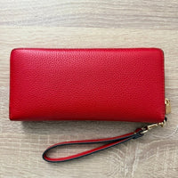 Michael Kors Jet Set Travel large leather continental wallet/Wristlet Bright Red