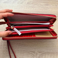 Michael Kors Jet Set Travel large leather continental wallet/Wristlet Bright Red
